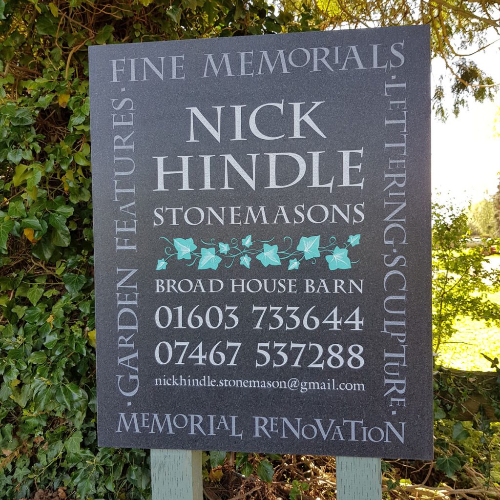 Nich Hindle Stonemason sign